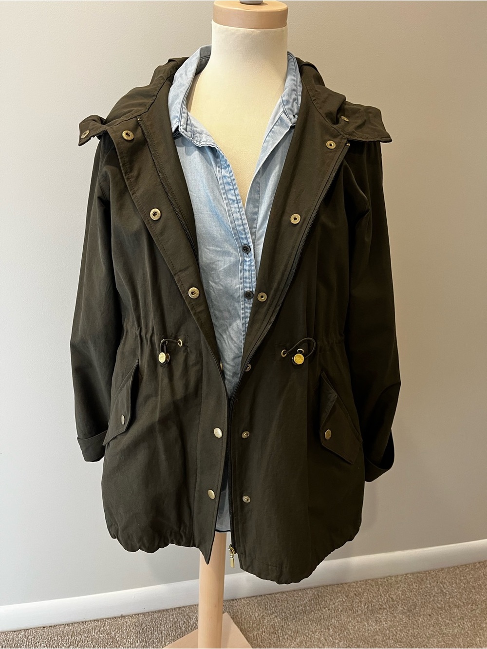 Style & Co. Dark Olive Hooded Utility Anorak Jacket